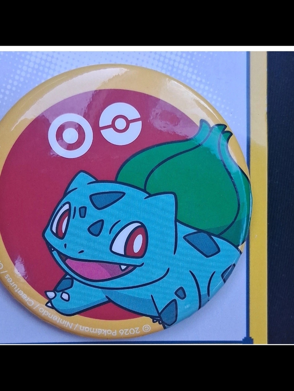 Pokemon Bulbasaur Red Green Yellow Button Pin